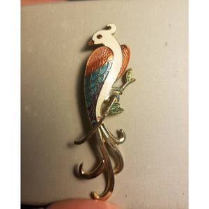 Cloissone enameled colorful bird pin